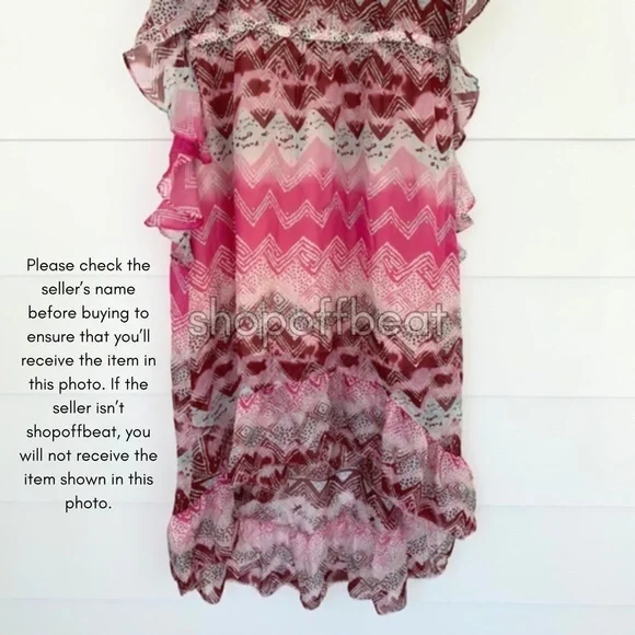 NEW LAmade Silk Hi Low Ruffle Dress Tribal Print XS - Picture 9 of 12